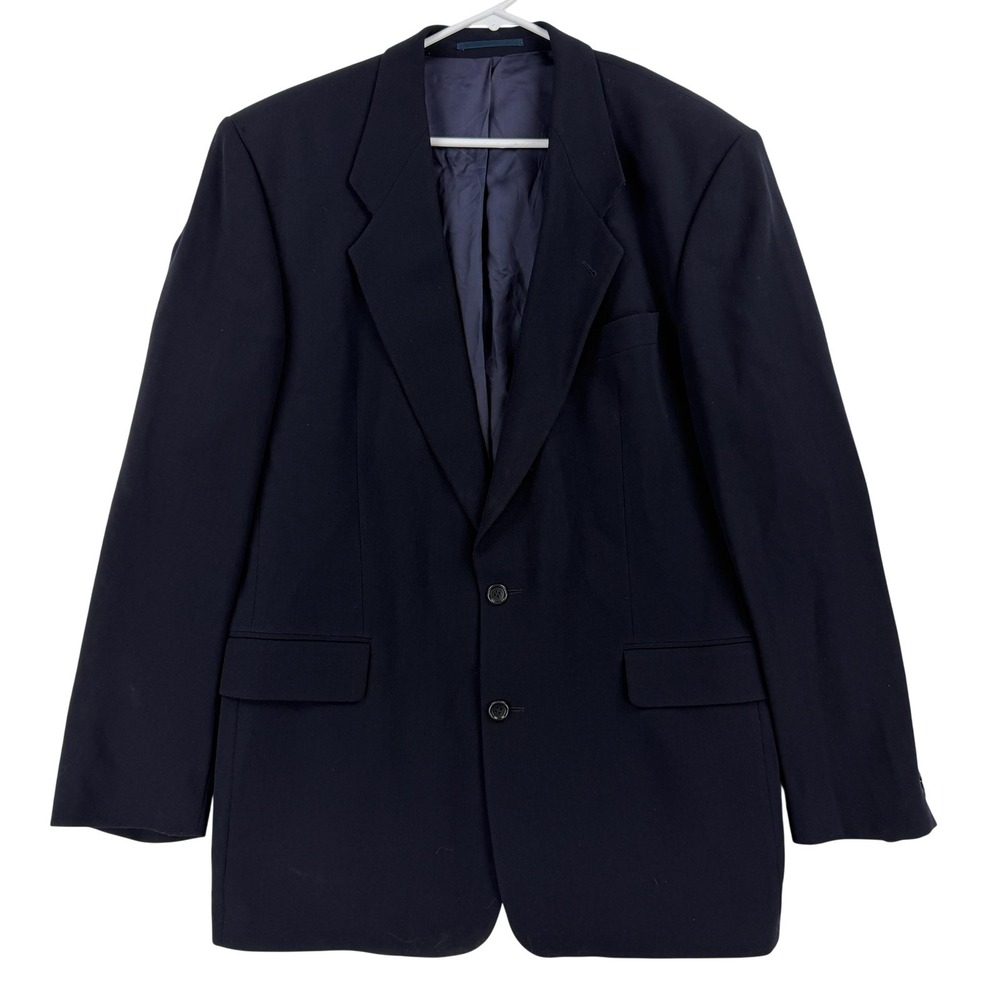 BOSS‎ Hugo Boss Suit Jacket Mens 42R EU 52 Blue Wool 2 Button Notch Lapel Swiss